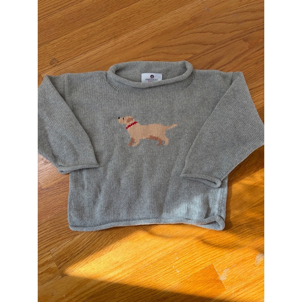 Nantucket Kids Gray Pima Cotton Dog Roll neck Sweater 2Y Labrador Puppy